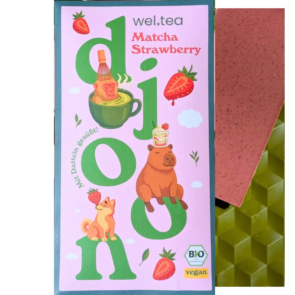 DJOON Schokoladen | Weiße Dattel »Matcha & Strawberry« 40% | BIO | 70g