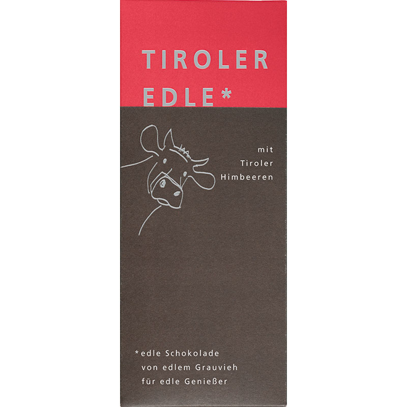 TIROLER EDLE | Dunkle Schokolade »Tiroler Himbeeren« 75% |  50g