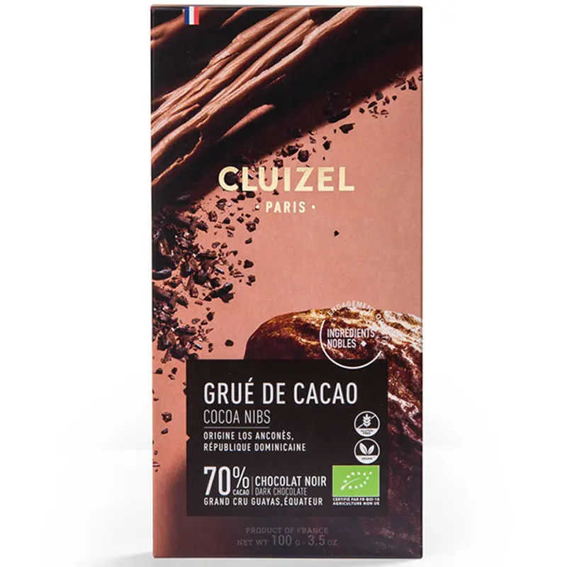 Dunkle Schokolade mit Kakaonibs von Michel Cluizel