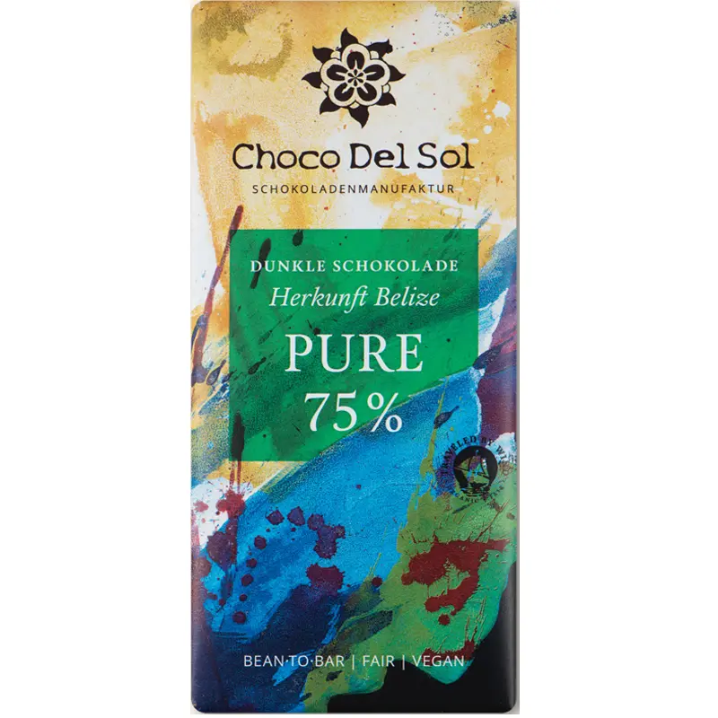 CHOCO DEL SOL | Dunkle Schokolade »PURE Belize« 75% | BIO | 58g