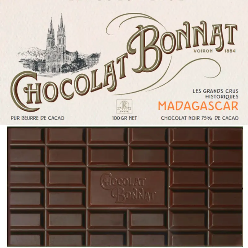 BONNAT Dunkle Schokolade | Chocolat »Madagascar« 75% | 100g Madagaskar Schokolade von Bonnat Frankreich