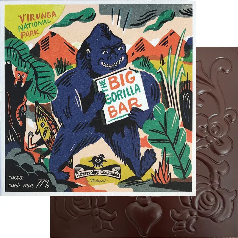 RÓZSAVÖLGYI Dunkle Schokolade »Congo – Virunga« 77% | 70g Big Gorilla Bar Schokolade von Rózsavölgyi Schokolade