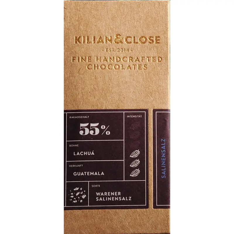KILIAN & CLOSE »Schokolade & Warener Salinensalz« 55% Schokolade mit Warener Salinensalz von kilian Close