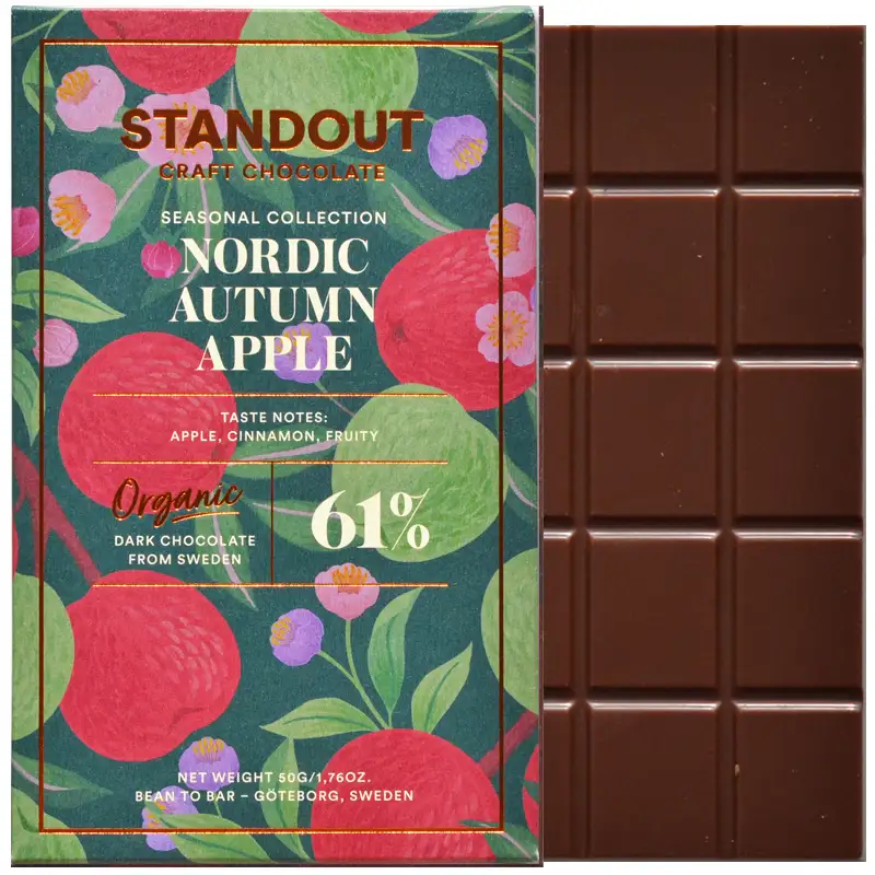 STANDOUT CHOCOLATE | Dunkle Schokolade & Apfel »Nordic Autumn Apple« 61% | BIO | 50g Nordic Autumn Apple Schokolade von standout Schweden
