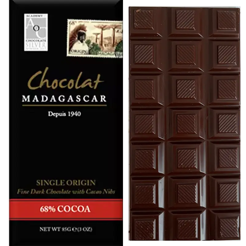 Chocolat MADAGASCAR | Dunkle Schokolade & Nibs »Madagascar« 68% | 85g Schokolade mit Nibs von Chocolate Madagascar