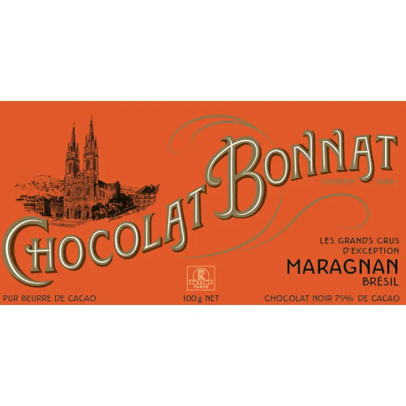 BONNAT Dunkle Schokolade | Chocolat »Maragnan Bresil« 75% | 100g Französische Bonnat Schokolade Maragnan Bresil Orange