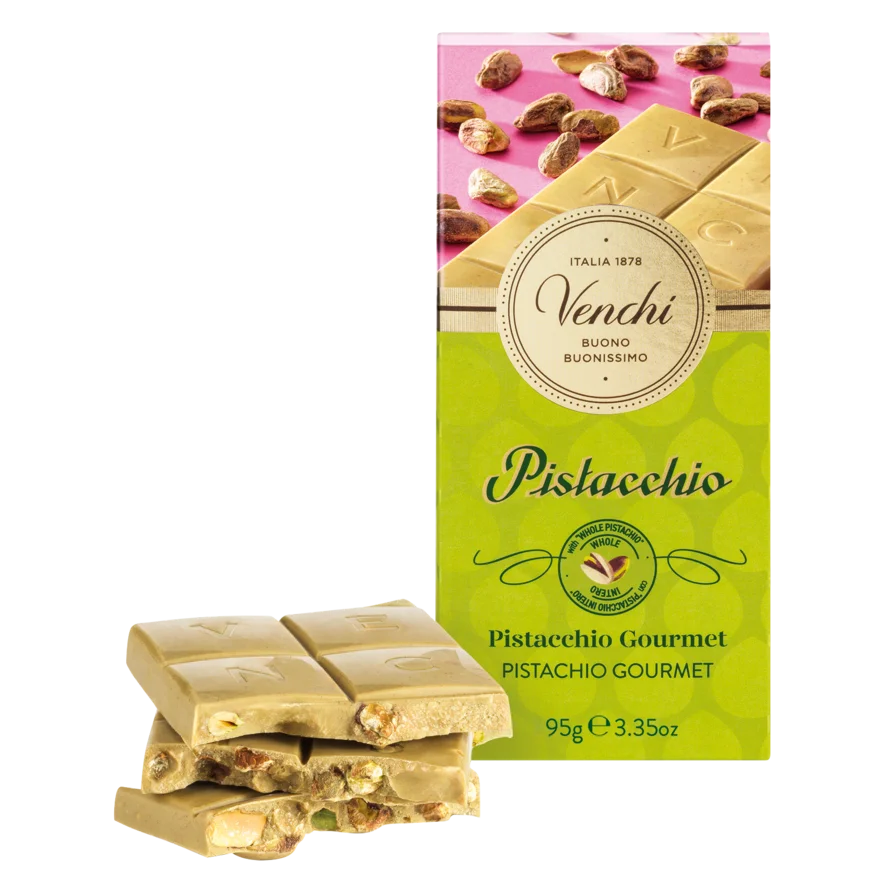 VENCHI | Weiße Schokolade mit Pistazien »Pistacchio Gourmet« 95g Pistacchio Weiße Gourmet-Schokolade von Venchi mit feinsten Pistazien