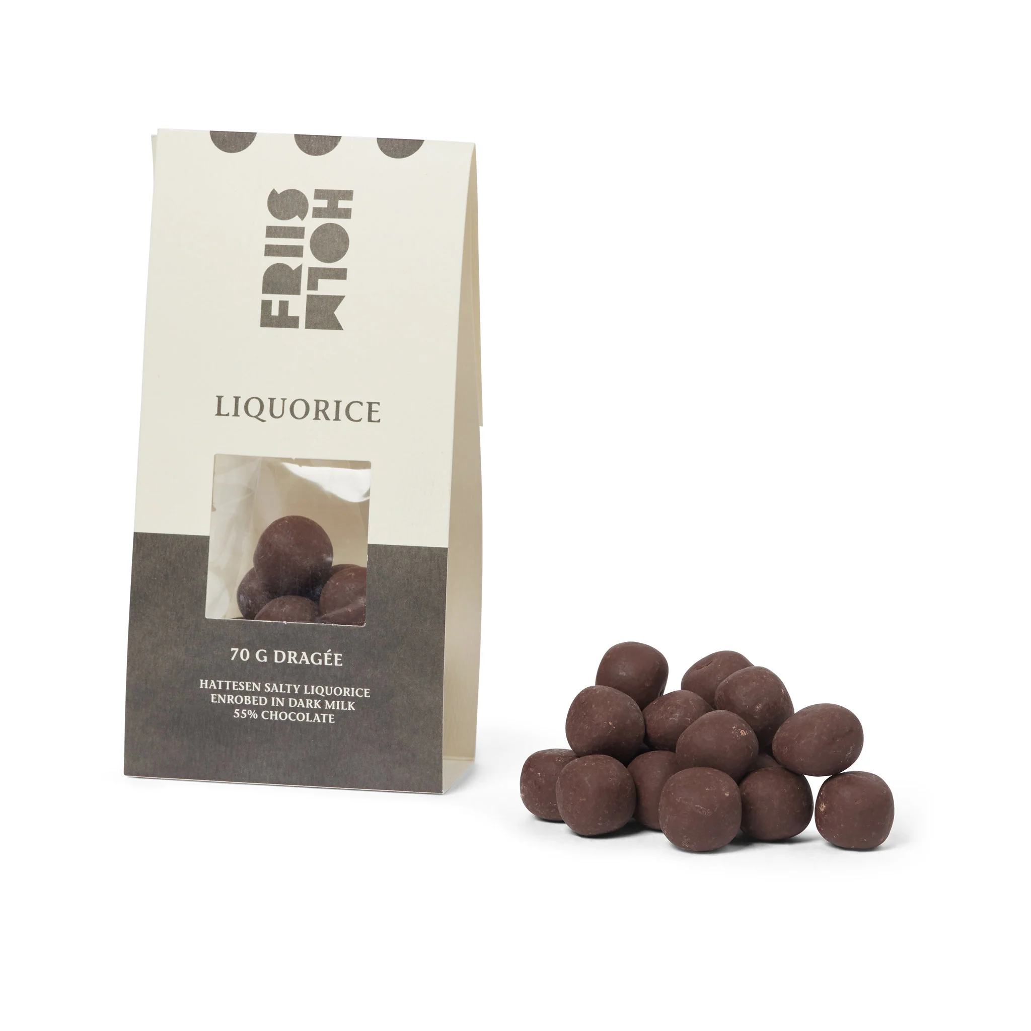 FRIIS-HOLM | Premium-Dragées Lakritz & Milchschokolade »Liquorice« 55% | 70g Lakkritz Dragees von Friis Holm