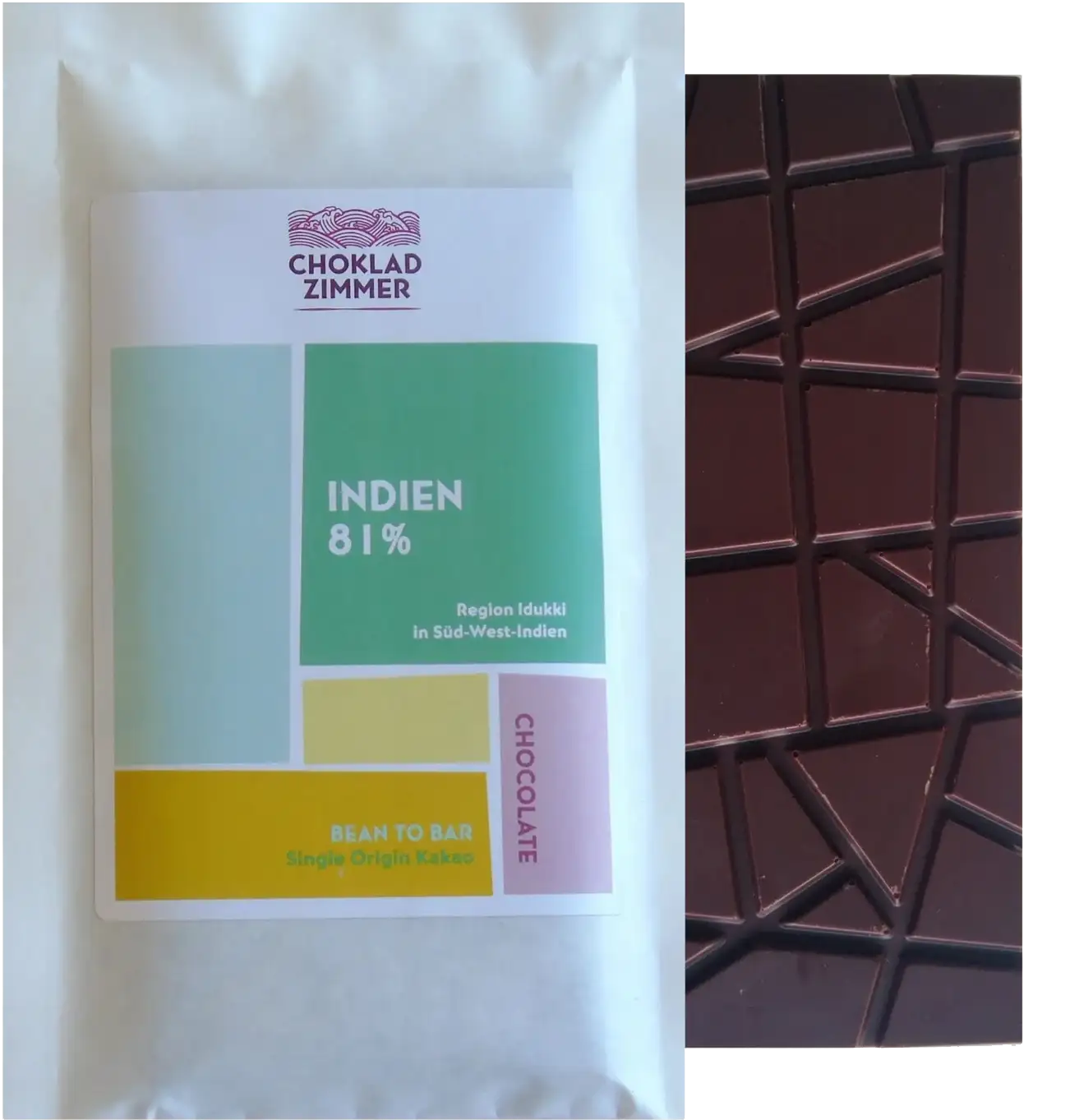 CHOKLAD ZIMMER | Dunkle Schokolade »Indien« 81% | 70g Beste Pure Indien Schokolade von Zimmer Born Darß Ostsee