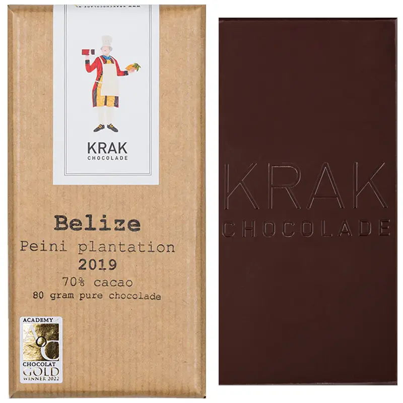 KRAK Chocolade | Dunkle Schokolade »Belize Peini plantation« 70% | 80g Schokolade Belize Peini Plantation von Krak Chocolate