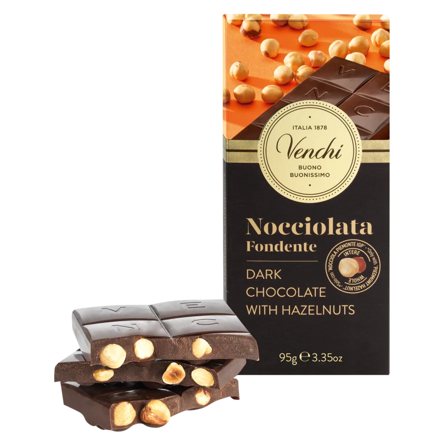 VENCHI | Dunkle Schokolade mit ganzen Haselnüssen  »Nocciolata Fondente« 60% | 95g Dunkle Schokolade mit Haselnuss Nocciolata von Venchi
