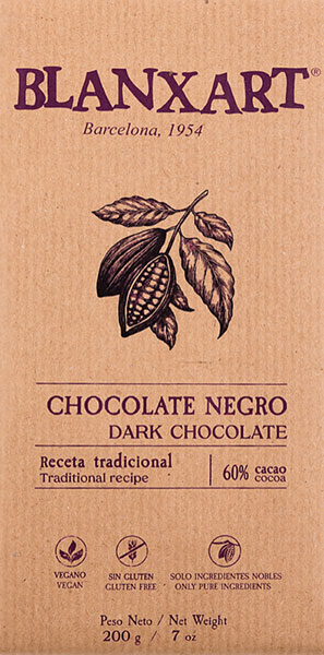 Spanische  Schokolade Blanxart  Negro mit 60% Kakaogehalt