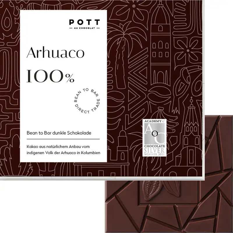 POTT au Chocolat | Kakaomasse »Arhuaco Columbien« 100% | 80g 100% Schokolade Kakaomasse von Pott