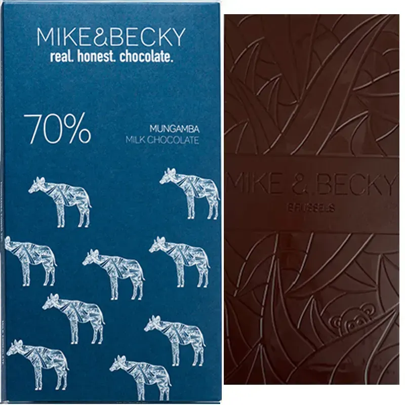 MIKE & BECKY Schokoladen | Milch »Ohne Zuckerzusatz – Mungamba« 70% | 60g Milchschokolade ohne Zuckerzusatz von Mike and Becky