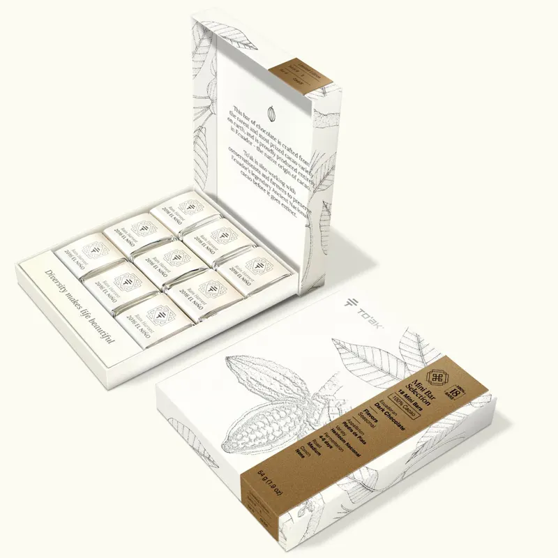 TO'AK Schokolade | Kakaomasse »Mini Bar Selection Flavors« 18 Mini-Tafeln 100% | 54g Minitafeln besondere Aromen, Schokolade beste und teuerst der Welt von Toak