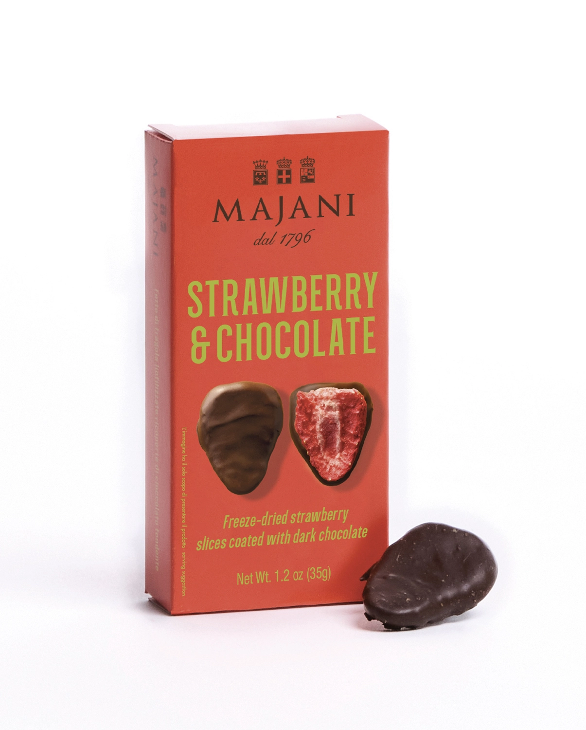Majani Strawberry & Chocolate Erdbeeren in dunkler Schokolade 53 % 35 g
