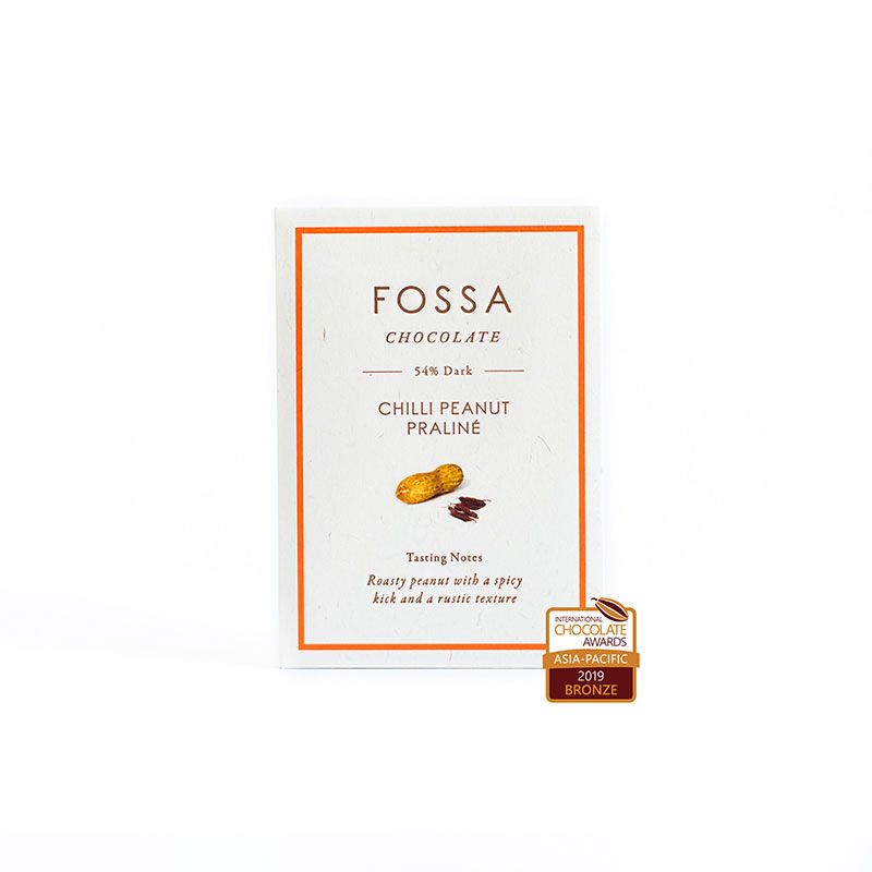 FOSSA Chocolate | Dunkle Schokolade »Chilli Peanut Praliné« 54% | 50g