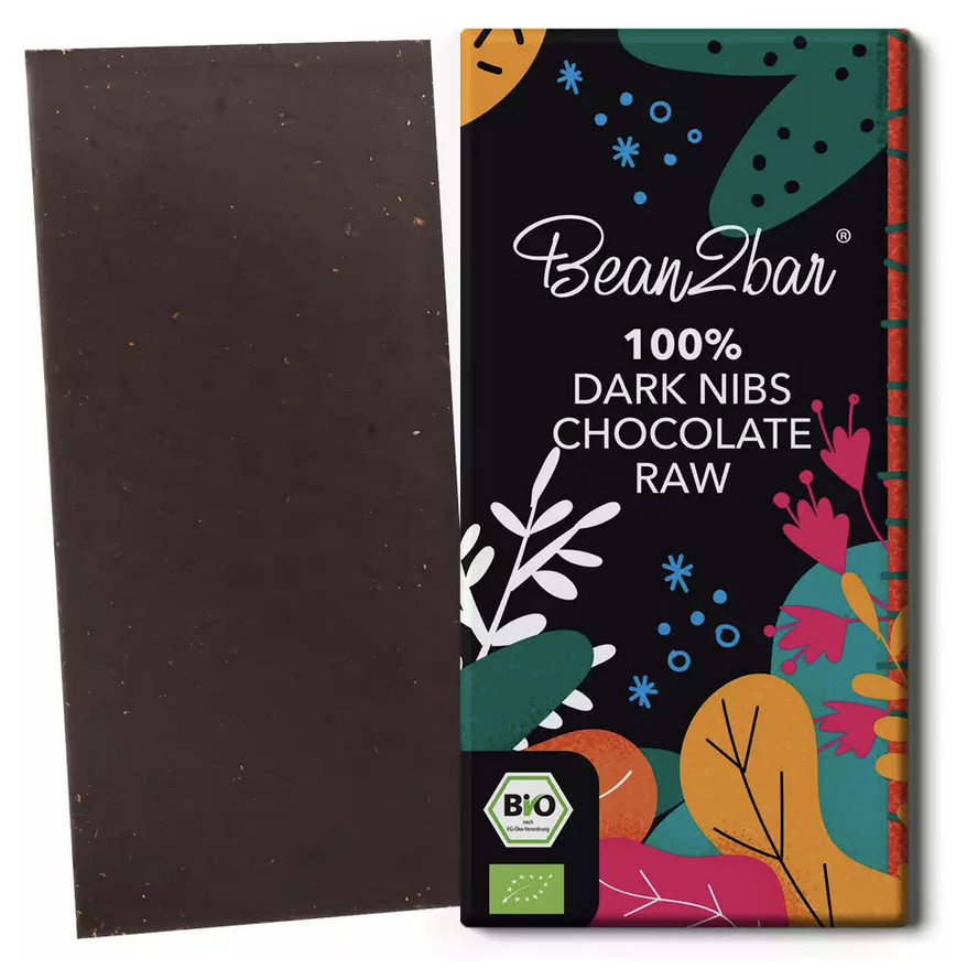 EDELMOND Schokolade | RAWChocolate & Dark Nibs »Bean2bar« 100% | BIO | 75g