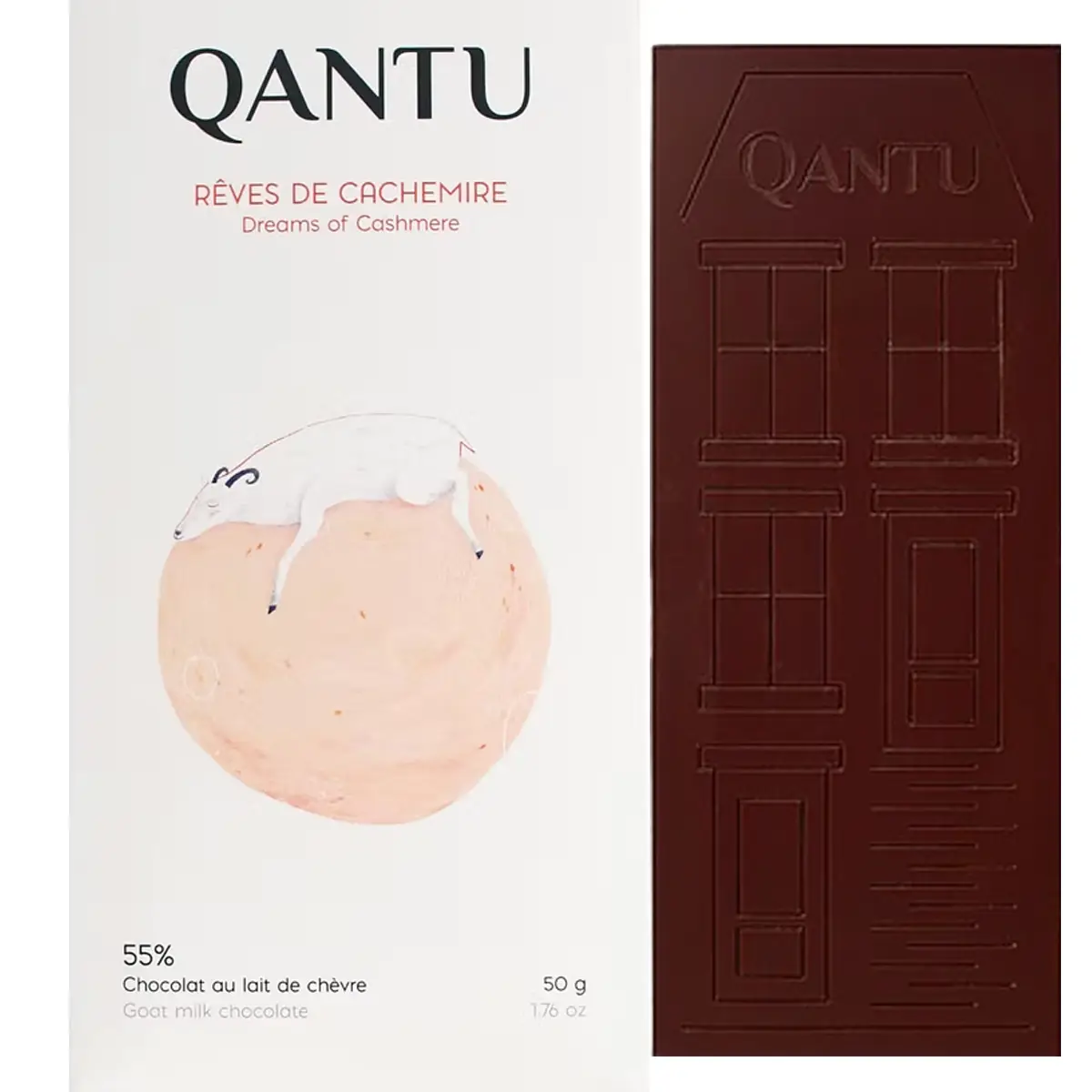 QANTU Rêves de Cachemire 55 % Ziegenmilchschokolade aus Peru 50 g