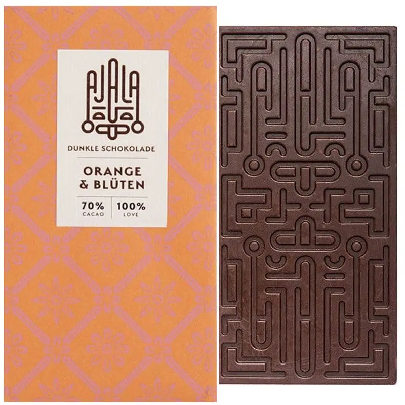 AJALA | Dunkle Schokolade »Orange & Blüten« 70% | 45g Orange un d Blüten Schokolade von Ajala