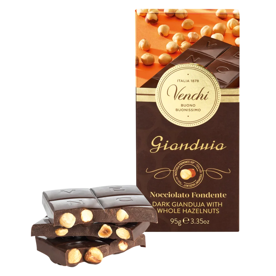 VENCHI Nocciolata Fondente 52% – Dunkle Gianduiaschokolade mit ganzen Haselnüssen aus dem Piemont
