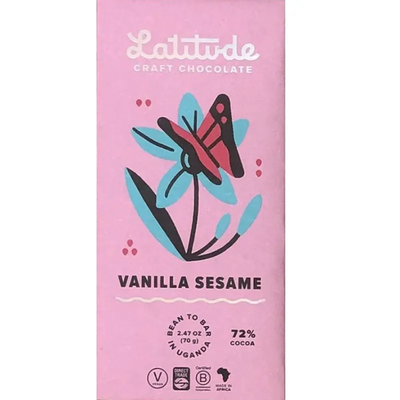 LATITUDE | Dunkle Schokolade »Vanilla Sesame« 72% | 70g Schokolade mit Vanille und Sesam von Latitude aus Uganda