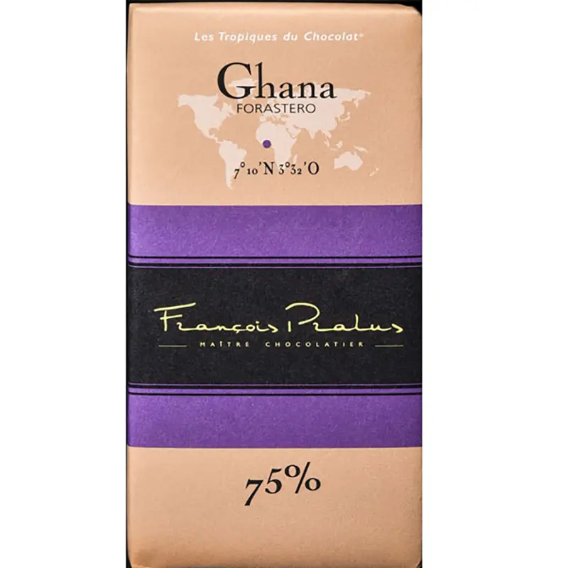 PRALUS | Dunkle Schokolade »Ghana« 75% | 100g Ghana dunkle Schokolade von pralus