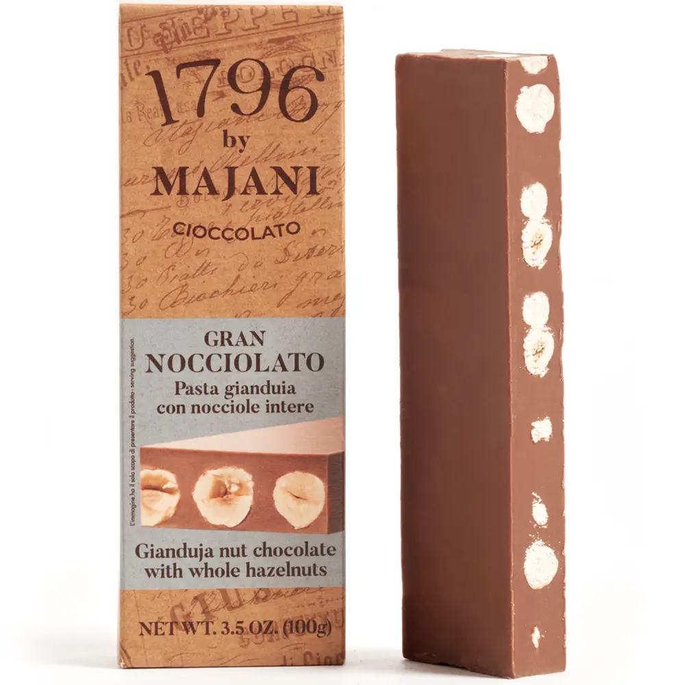 Haselnuss-Nougat mit ganzen haselnüssen von Majani, Praune Packung