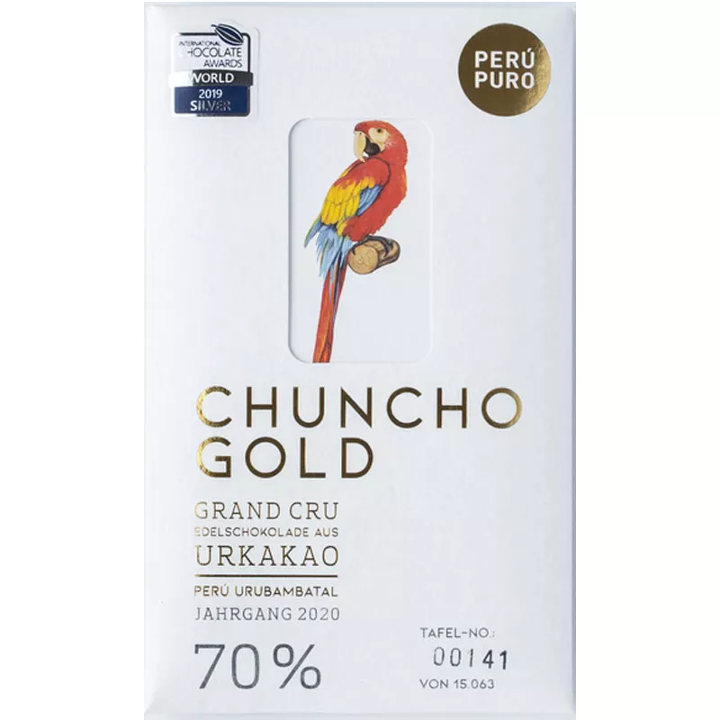 PERÙ PURO | Edelschokolade »Chuncho Gold« 70% | BIO Chuncho Schokolade aus Urkakao von Peru Puro