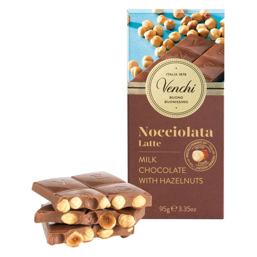 Vollmilchschokolade mit Haselnüssen aus dem Piemont von Venchi italien