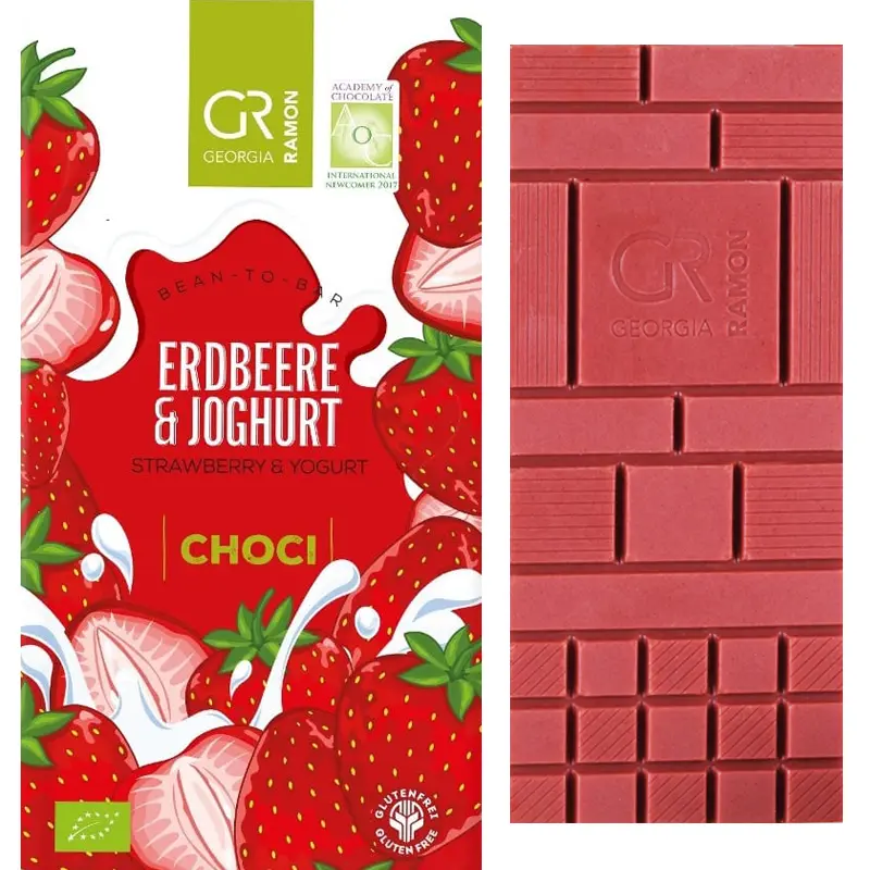 GEORGIA RAMON | Weiße Schokolade »Erdbeere & Joghurt « BIO | 50g Erdbeer Joghurts Choci Schokolade von Georgia Ramon