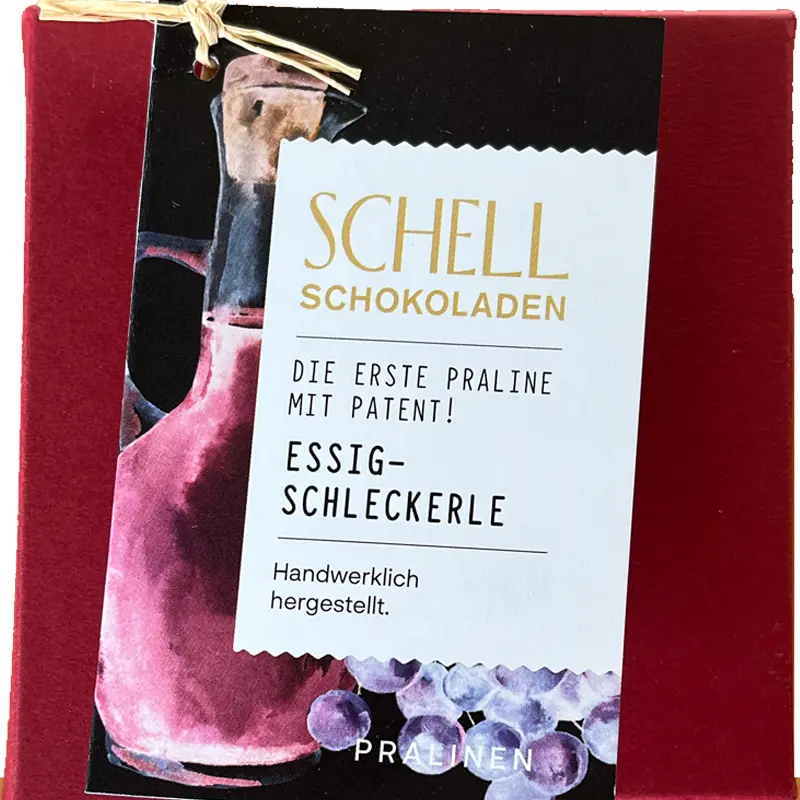 SCHELL Schokoladen | Edle »Essig-Schleckerle« 4er Pralinenschachtel | 45g Pralinen Essigschleckerele von Schell