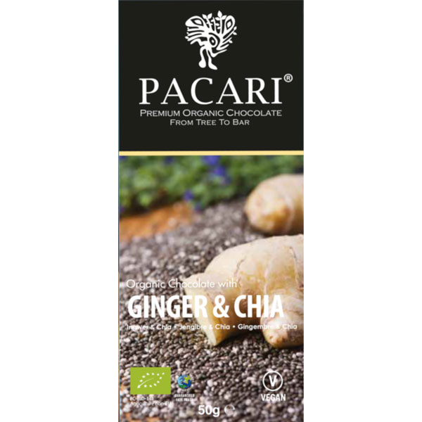 PACARI | Dunkle Schokolade »Ginger & Chia« Ecuador 60% | BIO | 50g 