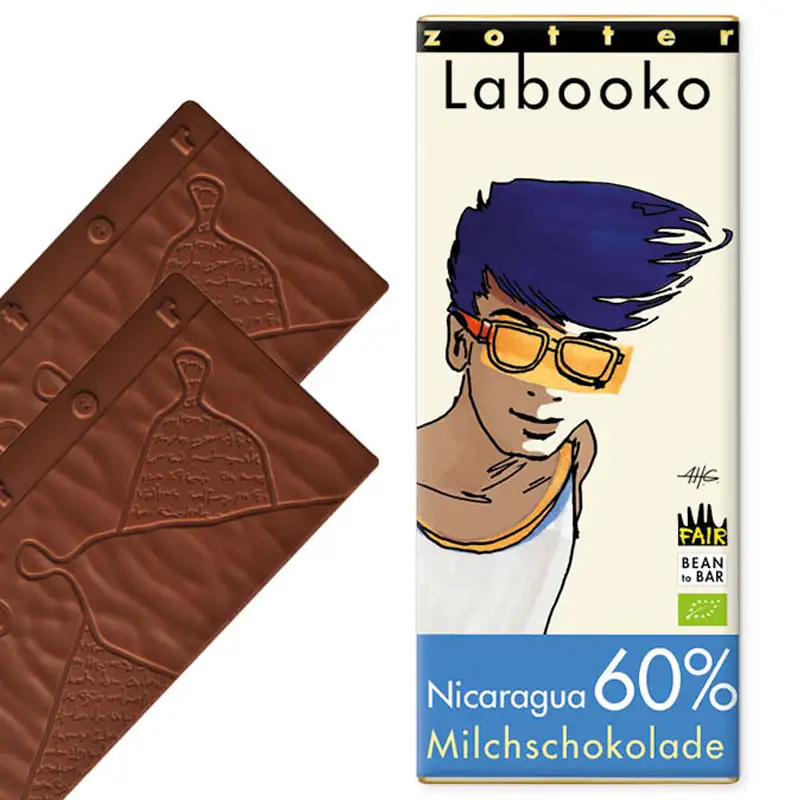 ZOTTER | »Labooko« Milchschokolade Nicaragua 60% | BIO | 70g Zotter beste Milchschokolade nicaragua mit 60% Kakaogehalt