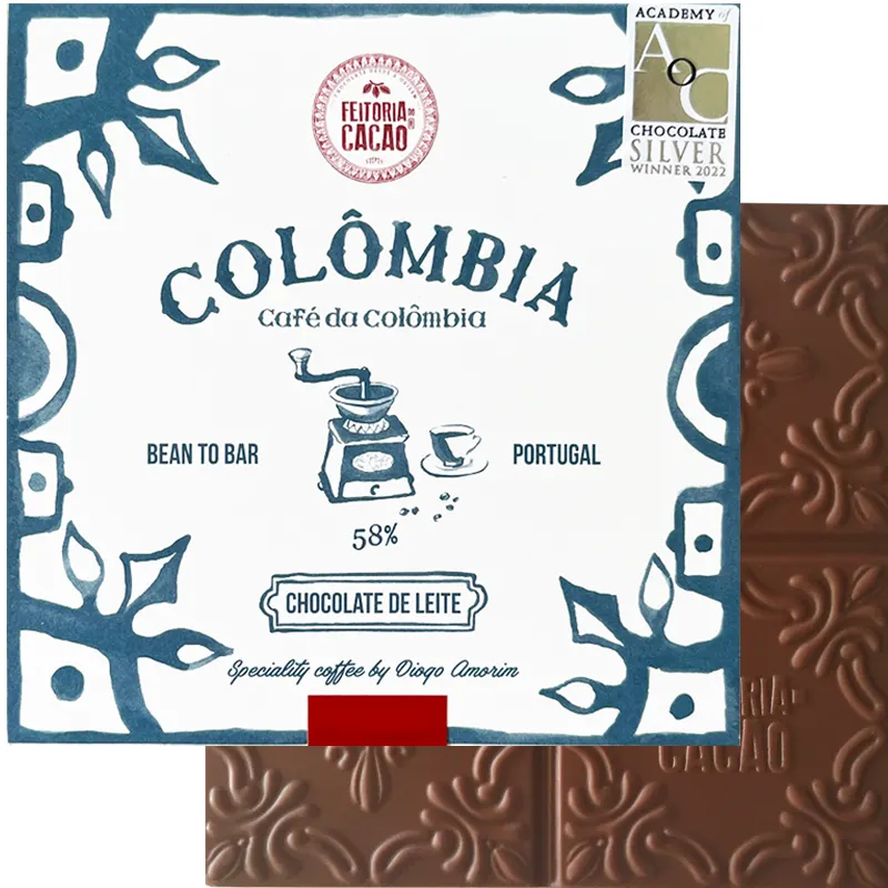 FEITORIA DO CACAO | Milchschokolade & Kaffee »Colômbia & Café« 58% | 50g Prämierte Schokolade mit Kaffee Colombia von Feitoria do Cacao Portugal