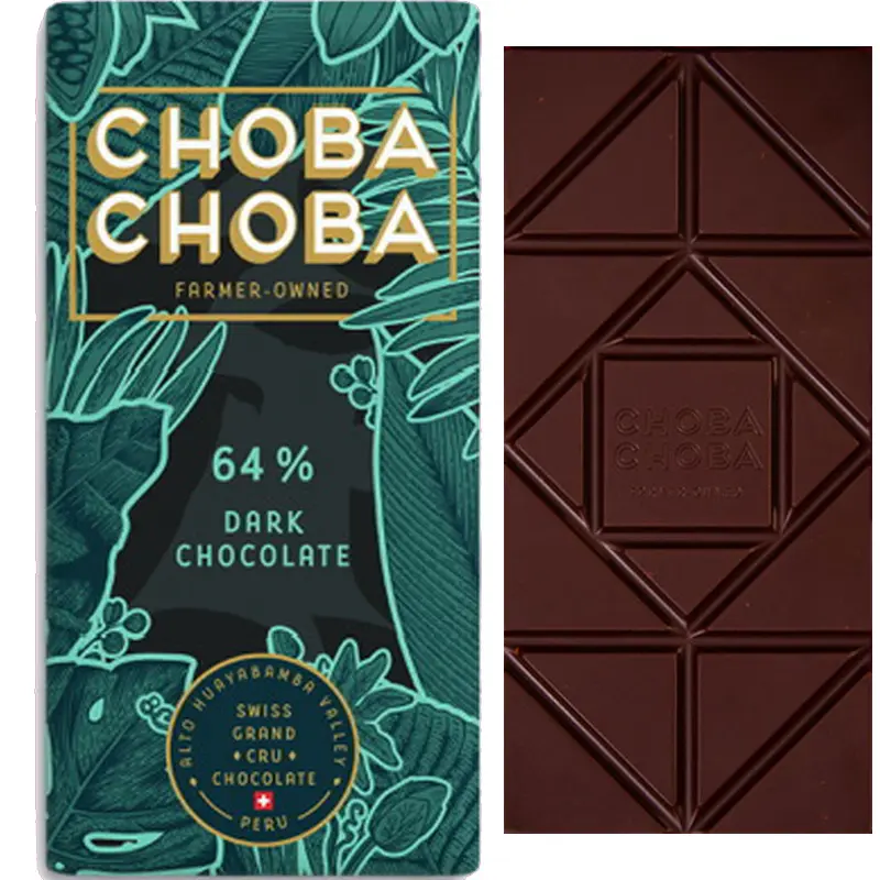 CHOBA CHOBA | Dunkle Schokolade »Peru Alto Huayabama Tal« 64% | 91g Schweizer Schokolade Peru von Choba Choba