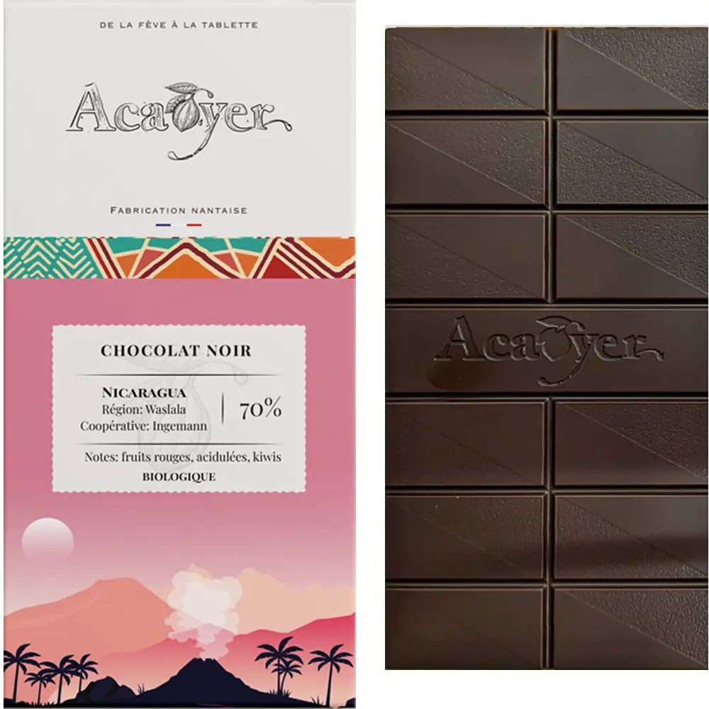 ACAOYER | Dunkle Schokolade »Nicaragua« 70% | BIO | 70g Schokolade Nicaragua von Acaoyer Frankreich