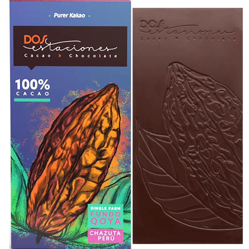 DOS ESTACIONES Schokoladen | Kakaomasse »Fundo Qoya Chazuta Peru« 100% | BIO | 54g 100% Kakaomasse Pure Schokolade von Dos Estaciones