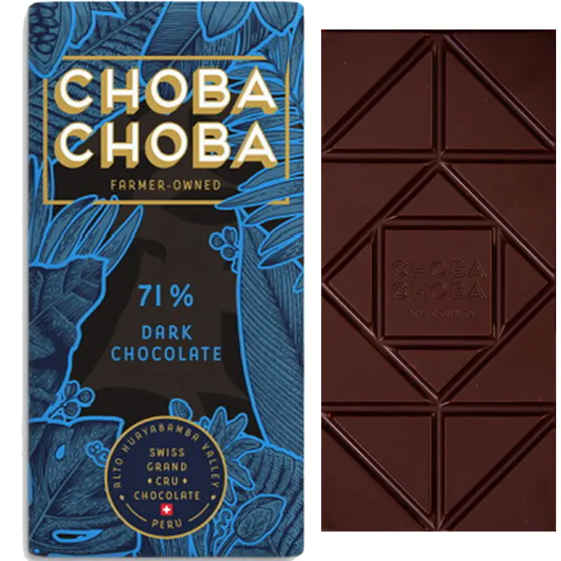 CHOBA CHOBA | Dunkle Schokolade »Oswaldo Peru Alto Huayabama Tal« 71% | 91g Dunkle schweizer Schokolade von Choba Choba