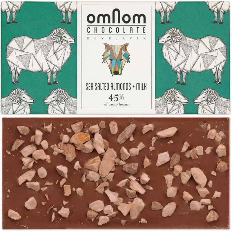 OMNOM Chocolate | Milchschokolade & Mandeln »Sea Salted Almonds & Milk« 32% | 60g Milchschokolade mit Manbdeln und Salz von Omnom Rekjavik