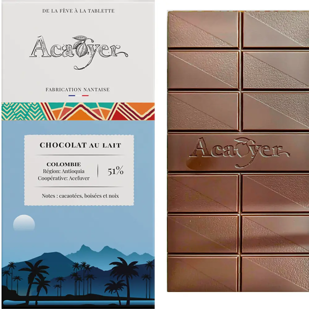 ACAOYER | Milchschokolade »Colombie« 51% | 70g Milchschokolade Colombie von Acaoyer Frankreich