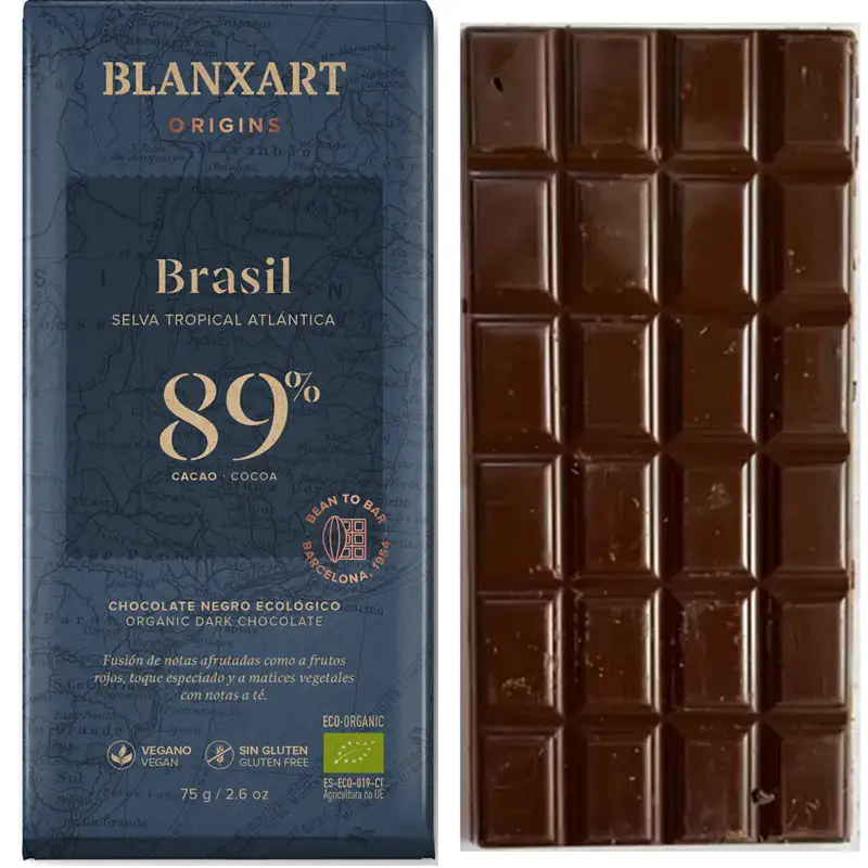 BLANXART | Dunkle Schokolade »Brasil« 89% | BIO | 75g Brasil Bio Schokolade von Blanxart mit 89% Kakaogehalt