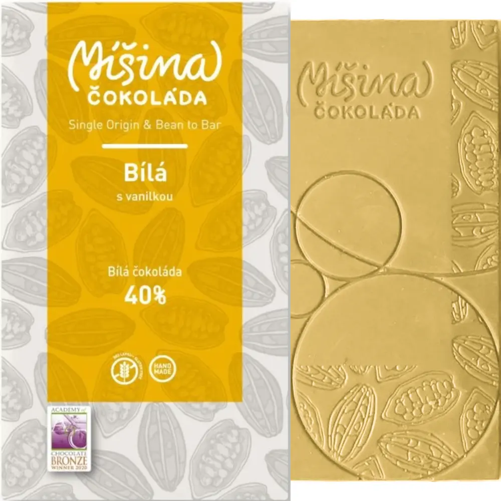 MIŠINA Čokoláda | Weiße Schokolade »Bilá« 40% | 50g Weiße Prämierte Schokoladen von Misina Prag