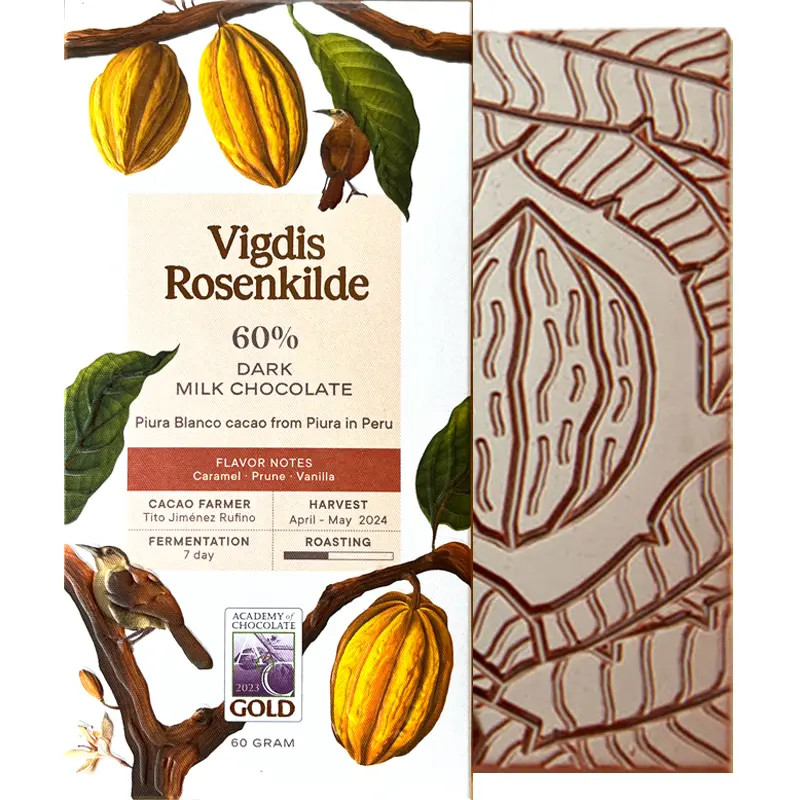 VIGDIS ROSENKILDE | Milchschokolade »Piura Blanco – Piura Peru« 60% | 60g Prämierte Milchschokolade Peru von Vigdis Rosenkilde Norwegen