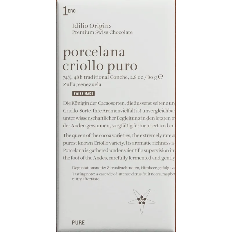 Porcelana Criollo Puro Schokolade von Idilio Origins Schweiz