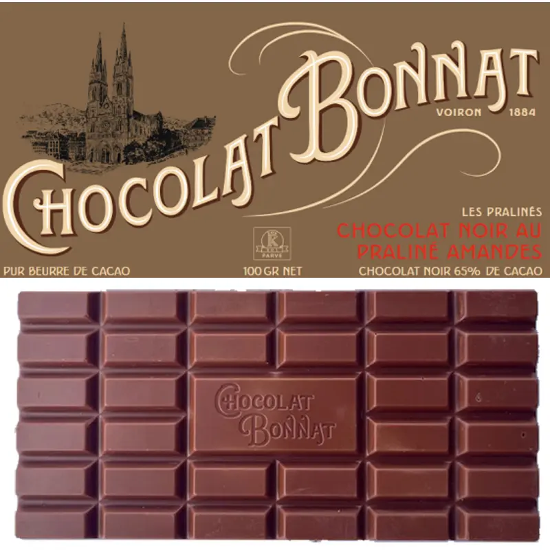 BONNAT | Dunkle Schokolade mit Mandel-Praliné »Noir au Praliné amandes« | 100g Dunkle Schokolade Praline Mandel von Bonnat
