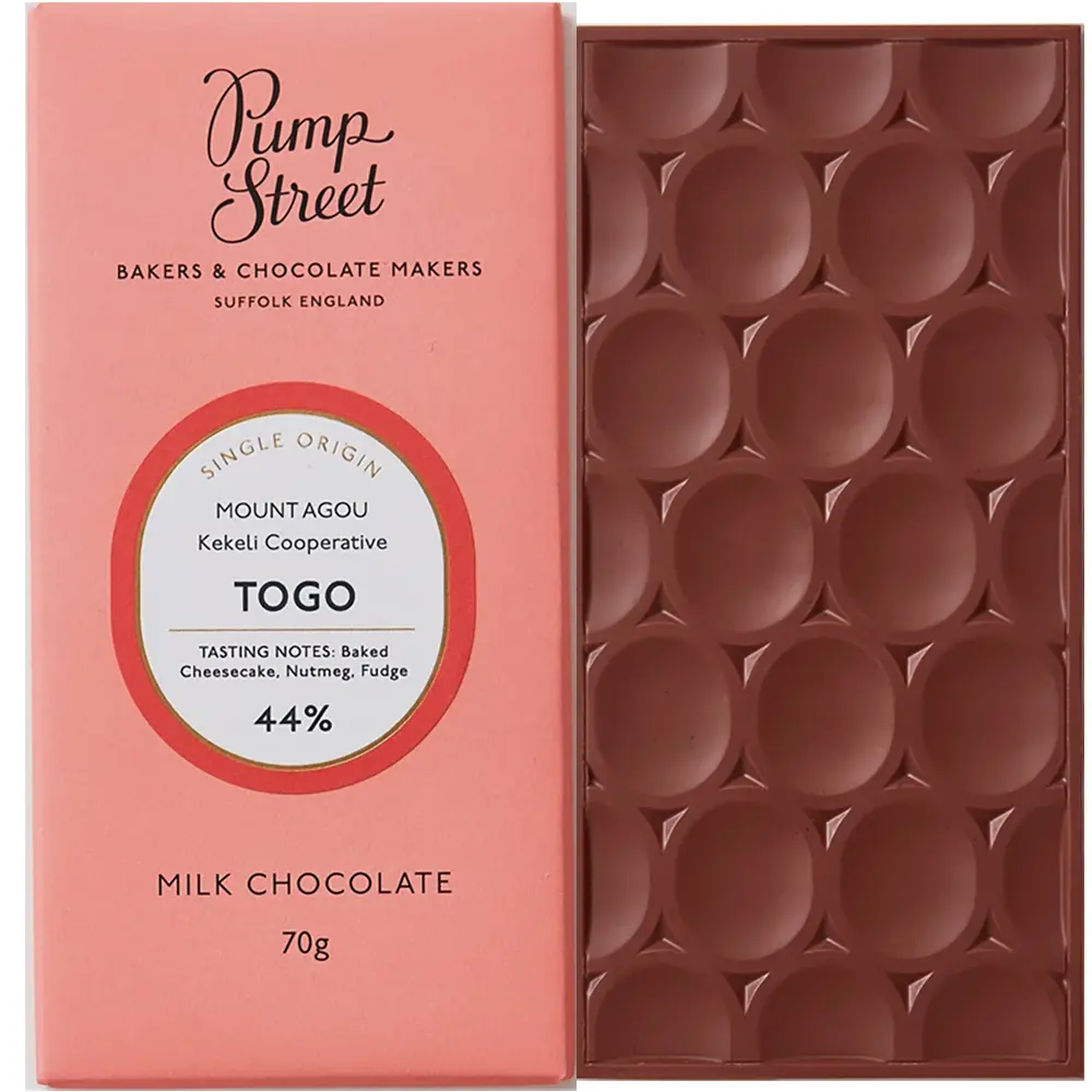 PUMP STREET BAKERY | Milchschokolade »Togo – Swiss Milk« 44 % | 70 g Pump Street Bakery Togo Milk Chocolate 44 % – Milchschokolade aus Togo, handgemacht in England