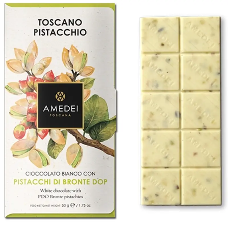 AMEDEI | Weiße Schokolade & Pistazien »Toscano Pistacchio« Weiße Schokolade mit Pistazie Pistacchio von Amedei