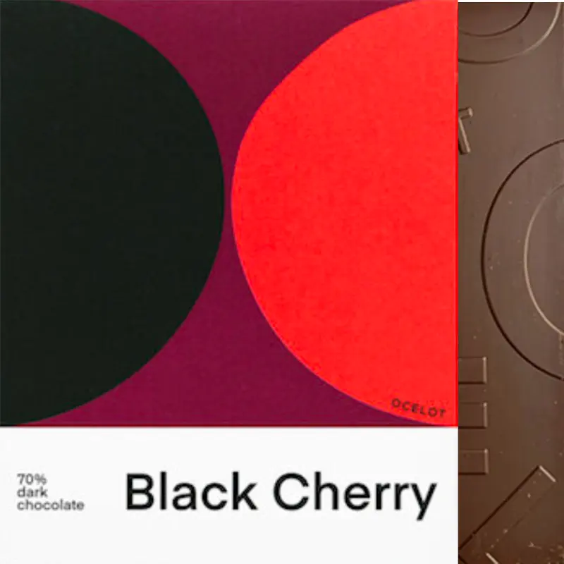 OCELOT | Dunkle Schokolade & Schwarzkirsche »Black Cherry« 70% | BIO | 70g Black Cherry Schokolade von Ocelot Schottland