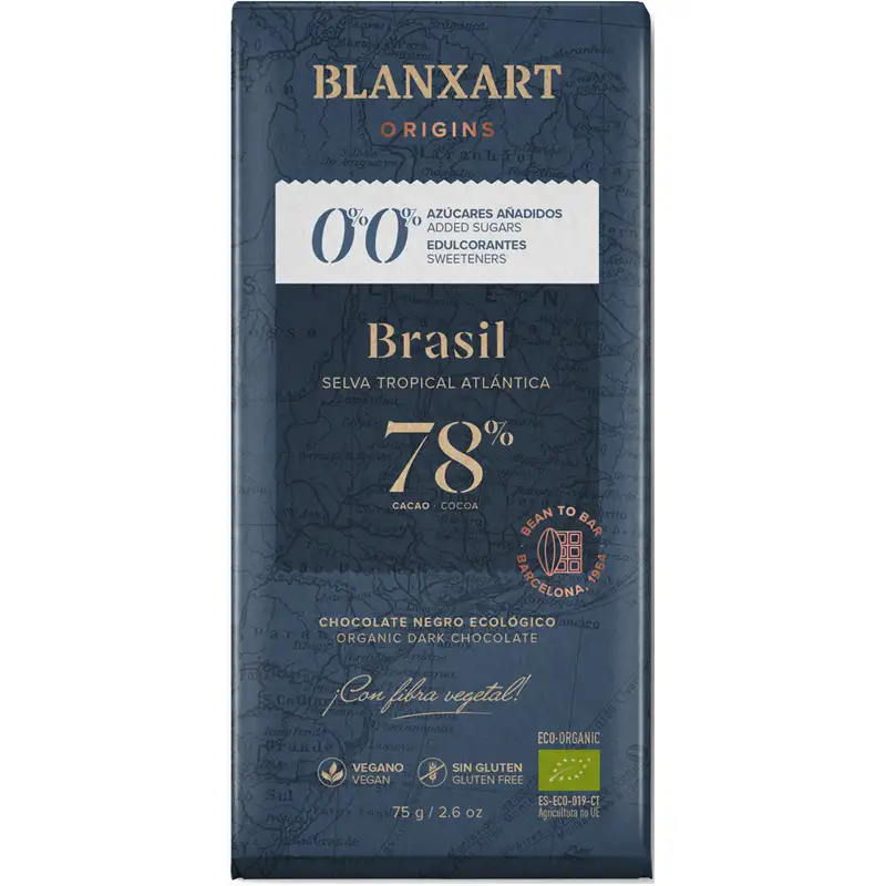 BLANXART | Schokolade  0% ohne Zuckerzusatz »Brasil« 78% Schokolade ohne Zuckerzusatz Brasil von Blanxart